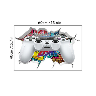 Cool 3D Gamer Broken Wall Art Vinyl Anime Poster Stickers for Kids Room Boy Bedroom Game Zone Home Decoration Cartoon Play Mural