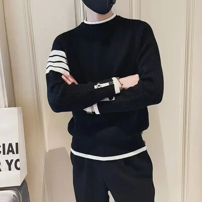 Meeste riided pulloverid ilma kapuutsita silmkoelised kampsunid meestele triibuline must disainer Luksuslik tänava enimmüüdud tooted 2024