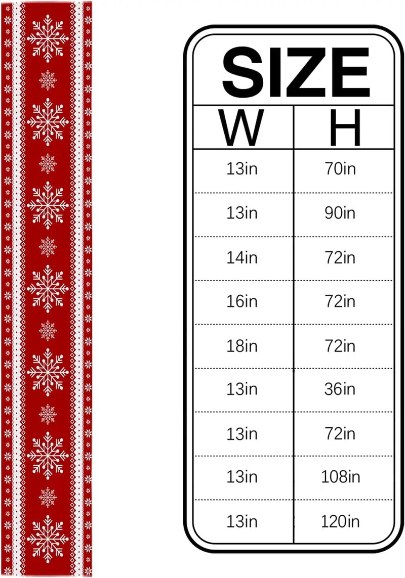 Kalėdinės raudonos snaigės snaigės, lininiai staliniai bėgikai Stalo šalikai Dekoras Plaunamas kalėdinis valgomojo stalo bėgikas Kalėdų papuošalai 2025 m.