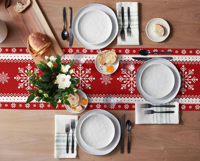 Kalėdinės raudonos snaigės snaigės, lininiai staliniai bėgikai Stalo šalikai Dekoras Plaunamas kalėdinis valgomojo stalo bėgikas Kalėdų papuošalai 2025 m.