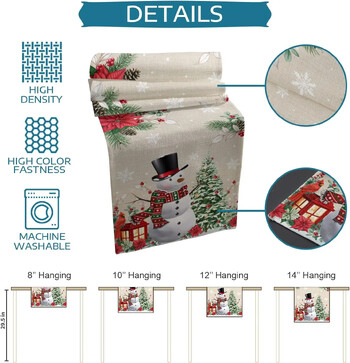 Χριστουγεννιάτικο Snowman Poinsettia Λινά Τραπέζι Runner Dresser Κασκόλ Διακόσμηση τραπεζιού Πλένεται Τραπεζαρία Runners Χριστουγεννιάτικα Διακοσμητικά