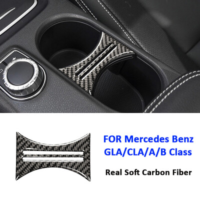 Oglekļa šķiedras automašīnas ūdens krūzes turētāja paneļa centra apdares vāka iekšējās apdares uzlīme Mercedes Benz GLA CLA AB klasei