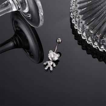 G23titan Φωτεινό Ασημί Χρώμα Ζιργκόν Bear Belly Piercing Ring 14G Titanium Navel Bar Body Jewelry Γυναικεία αξεσουάρ για διακοπές