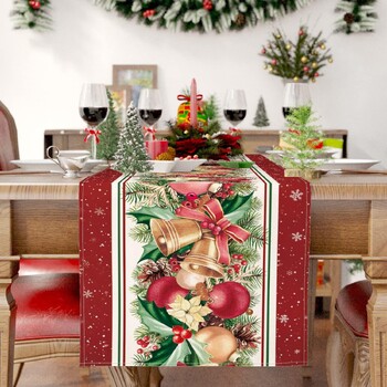 Χριστουγεννιάτικο Poinsettia Flower Bell Λευκό Τραπέζι Runner Winter Xmas Table Runner Διακόσμηση τραπεζιού γιορτινό πάρτι Navidad Διακόσμηση 2025