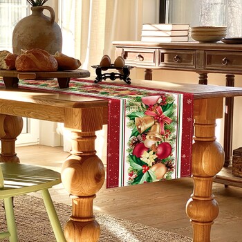 Χριστουγεννιάτικο Poinsettia Flower Bell Λευκό Τραπέζι Runner Winter Xmas Table Runner Διακόσμηση τραπεζιού γιορτινό πάρτι Navidad Διακόσμηση 2025