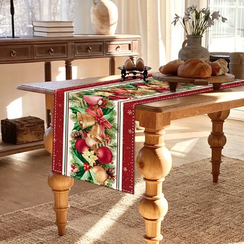 Χριστουγεννιάτικο Poinsettia Flower Bell Λευκό Τραπέζι Runner Winter Xmas Table Runner Διακόσμηση τραπεζιού γιορτινό πάρτι Navidad Διακόσμηση 2025