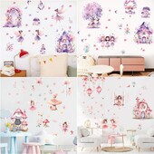 Autocolant de perete cu desene animate 3D elf prințesa ciuperci pentru camera de copii, dormitor pentru copii, decorare pentru computer, decalcomanii, poster mural