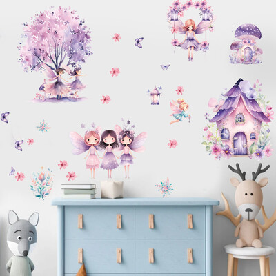 Autocolant de perete cu desene animate 3D elf prințesa ciuperci pentru camera de copii, dormitor pentru copii, decorare pentru computer, decalcomanii, poster mural