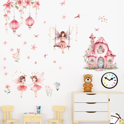 Autocolant de perete cu desene animate 3D elf prințesa ciuperci pentru camera de copii, dormitor pentru copii, decorare pentru computer, decalcomanii, poster mural