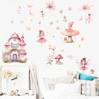 Autocolant de perete cu desene animate 3D elf prințesa ciuperci pentru camera de copii, dormitor pentru copii, decorare pentru computer, decalcomanii, poster mural