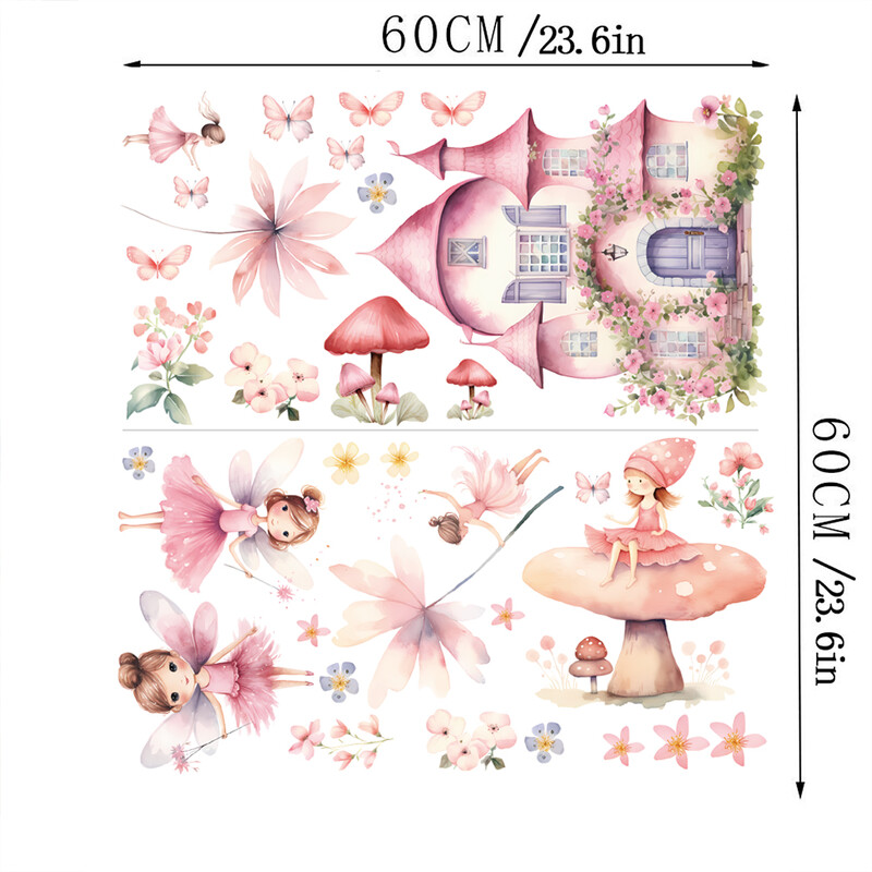 Autocolant de perete cu desene animate 3D elf prințesa ciuperci pentru camera de copii, dormitor pentru copii, decorare pentru computer, decalcomanii, poster mural