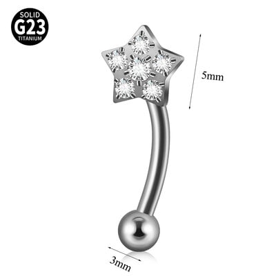 1ks G23 titánové náušnice do obočia zakrivené hviezda srdce zirkón Daith Helix veža tragus pupok piercing šperky