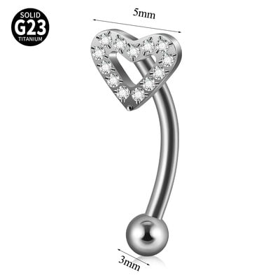 1ks G23 titánové náušnice do obočia zakrivené hviezda srdce zirkón Daith Helix veža tragus pupok piercing šperky