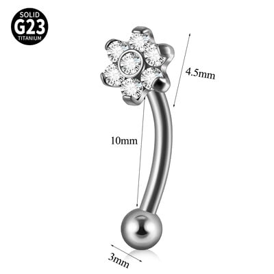 1ks G23 titánové náušnice do obočia zakrivené hviezda srdce zirkón Daith Helix veža tragus pupok piercing šperky