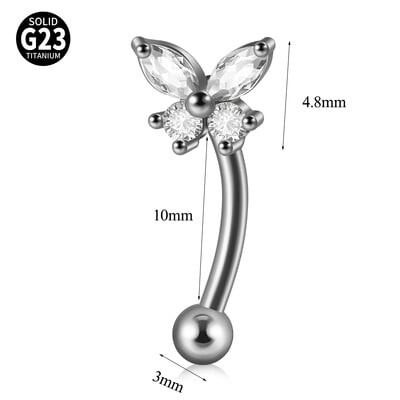 1ks G23 titánové náušnice do obočia zakrivené hviezda srdce zirkón Daith Helix veža tragus pupok piercing šperky