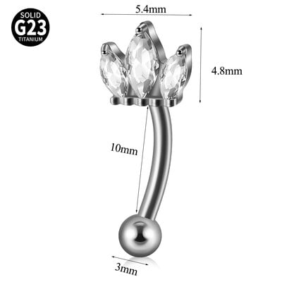 1ks G23 titánové náušnice do obočia zakrivené hviezda srdce zirkón Daith Helix veža tragus pupok piercing šperky