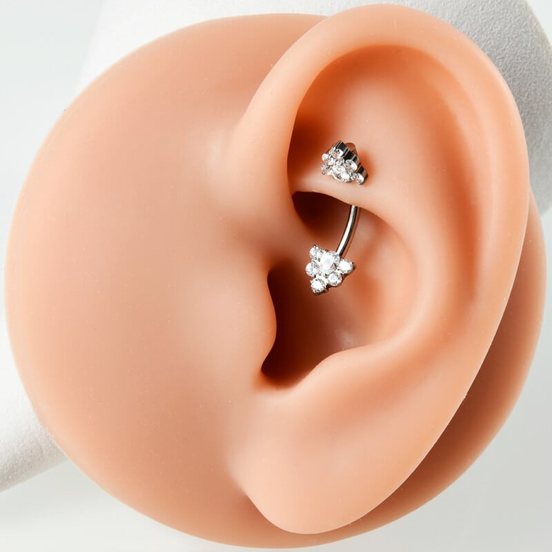 1ks G23 titánové náušnice do obočia zakrivené hviezda srdce zirkón Daith Helix veža tragus pupok piercing šperky