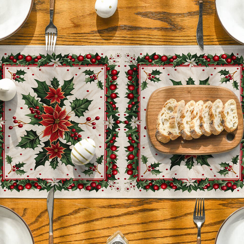 Decorat pentru Sufragerie de Crăciun pentru Sufragerie Fulgi de zăpadă Alearde de masă roșii Accesorii și Decor Petreceri