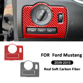 Pre Ford Mustang 2009-2013 Príslušenstvo Uhlíkové vlákno Interiér auta Predné svetlomety Spínač predného svetla Tlačidlo Panel Dekoratívne nálepky