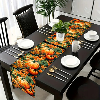 Φθινοπωρινό Pumpkin Floral Table Runner Ιδανικό για διακόσμηση των Ευχαριστιών και του Halloween, ιδανικό για αγροικία, κουζίνα και τραπεζαρία