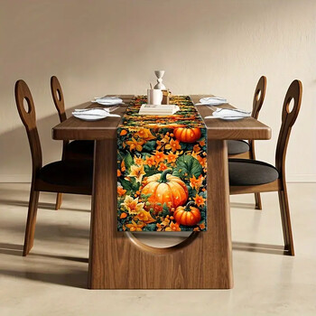 Φθινοπωρινό Pumpkin Floral Table Runner Ιδανικό για διακόσμηση των Ευχαριστιών και του Halloween, ιδανικό για αγροικία, κουζίνα και τραπεζαρία