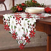 Runner Коледна украса Holly Table Linens Бродиран декор за маса Its A Girl Banner Rose