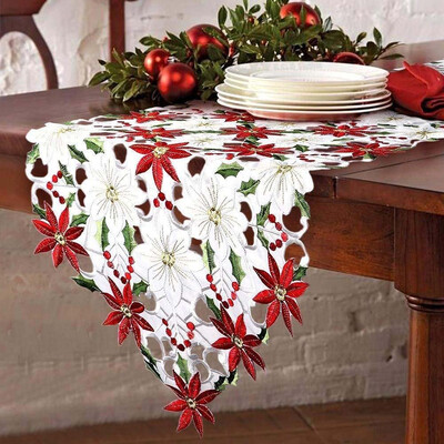 Runner Коледна украса Holly Table Linens Бродиран декор за маса Its A Girl Banner Rose