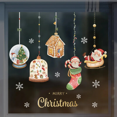Χριστουγεννιάτικα γυάλινα αυτοκόλλητα Ξύλινο σπιτάκι κουκουνάρι Αυτοκόλλητο Winsow Γυάλινος τοίχος Διακόσμηση τοίχου Καλά Χριστούγεννα 2024 Αυτοκόλλητα Ευτυχισμένο το νέο έτος 2024