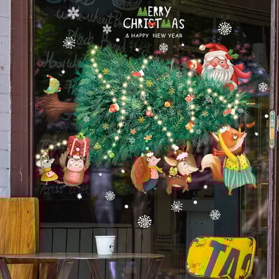 Χριστουγεννιάτικα γυάλινα αυτοκόλλητα Ξύλινο σπιτάκι κουκουνάρι Αυτοκόλλητο Winsow Γυάλινος τοίχος Διακόσμηση τοίχου Καλά Χριστούγεννα 2024 Αυτοκόλλητα Ευτυχισμένο το νέο έτος 2024