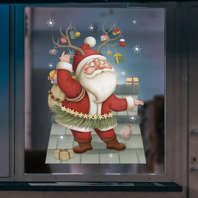 Χριστουγεννιάτικα γυάλινα αυτοκόλλητα Ξύλινο σπιτάκι κουκουνάρι Αυτοκόλλητο Winsow Γυάλινος τοίχος Διακόσμηση τοίχου Καλά Χριστούγεννα 2024 Αυτοκόλλητα Ευτυχισμένο το νέο έτος 2024