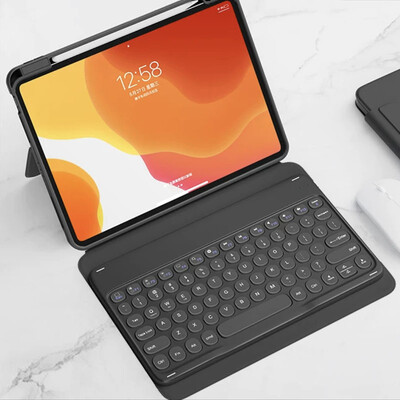 Tiha retro mini bežična tipkovnica s okruglim šeširom kompatibilna s iPad računalom telefonom tabletom