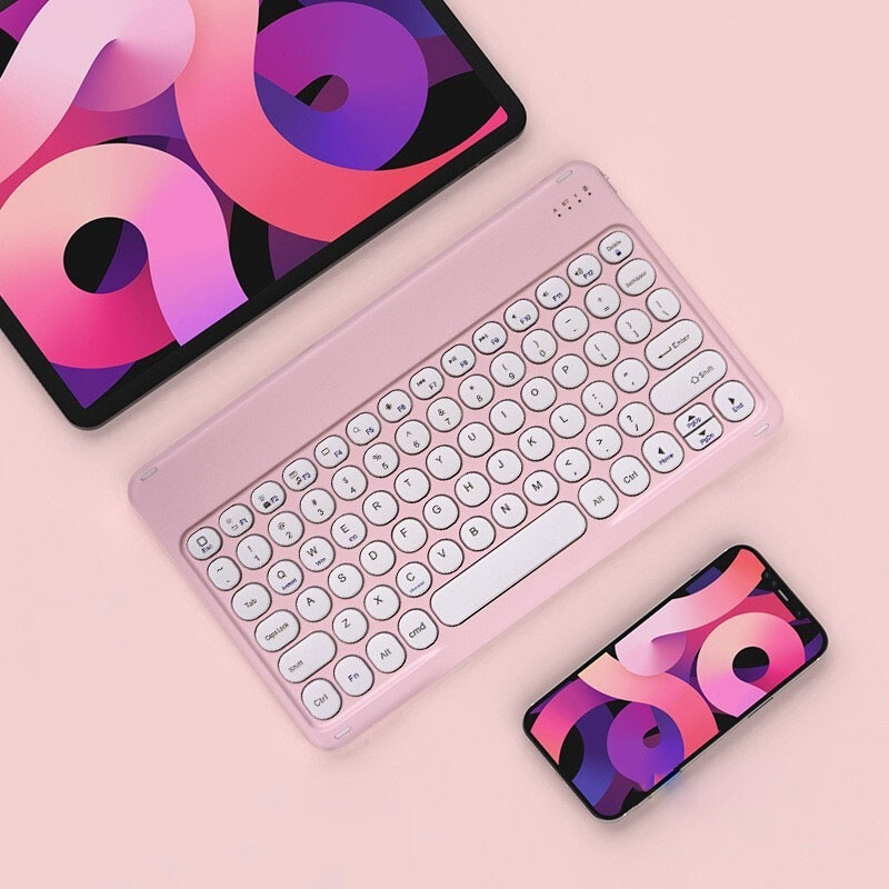 Tiha retro mini bežična tipkovnica s okruglim šeširom kompatibilna s iPad računalom telefonom tabletom