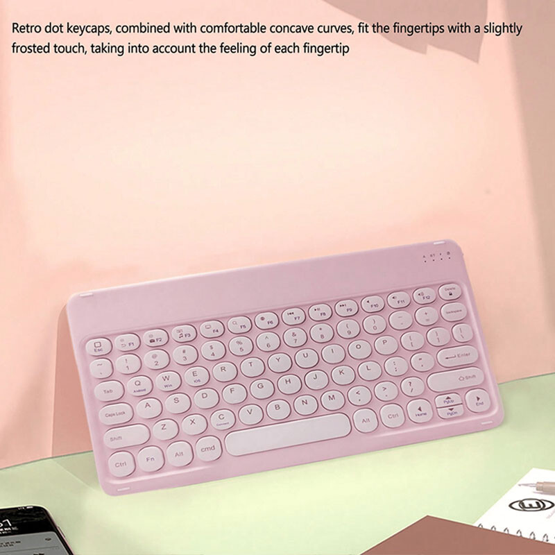 Tiha retro mini bežična tipkovnica s okruglim šeširom kompatibilna s iPad računalom telefonom tabletom