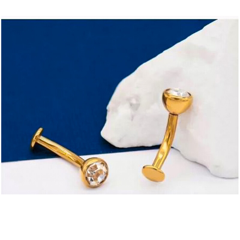 1db 14G /16G G23 titán mindkét belső menetes köldökpiercing Fire Opal egyszerű köldökgyűrű Cz fényes pattintható haspiercing