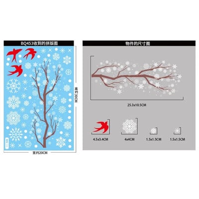 Karácsonyi téli hópehely matricák Mikulás karácsony fa ága ablak Üvegmatrica Boldog karácsonyt dekoráció Boldog új évet 2025