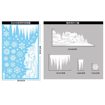 Karácsonyi téli hópehely matricák Mikulás karácsony fa ága ablak Üvegmatrica Boldog karácsonyt dekoráció Boldog új évet 2025