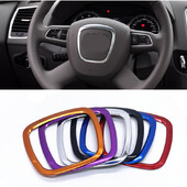 Audi 2003-2010 A4 B6 B7 automobilio kabinos vairo centro logotipo apdaila su metaliniu apsauginiu rėmu kvadratinių blizgučių lipdukas acce