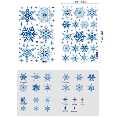Autocolante cu fulgi de zăpadă albastru de Crăciun Autocolant pentru fereastră cu fulg de nea albastru Elk Autocolante de sticlă de Anul Nou Autocolante de Noel Decor de Crăciun Fericit