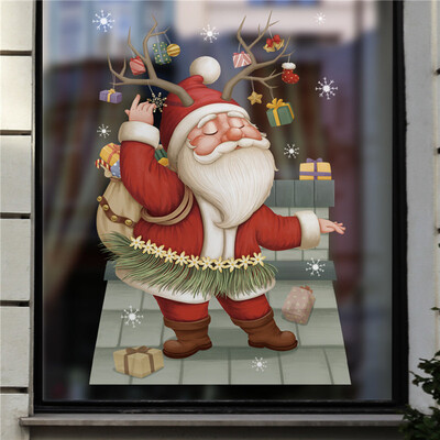 Új karácsonyi dekorációs ablakmatricák Mikulás ajándékok Boldog karácsonyt Tükörmatrica Karácsonyfa ablaküveg matrica Újév 2024
