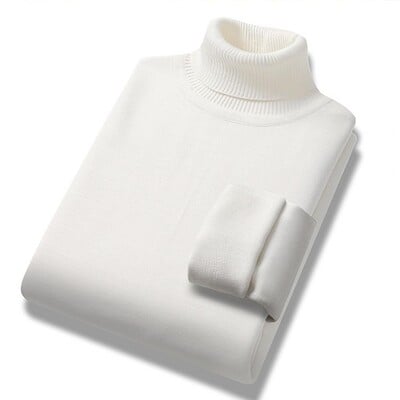 Ανδρικό φθινοπωρινό χειμερινό πουλόβερ μονόχρωμο ζιβάγκο με μακρύ μανίκι φλις φόδρα πουλόβερ παχύρρευστη Ζεστή λεπτή εφαρμογή ανδρικό πουλόβερ πουλόβερ