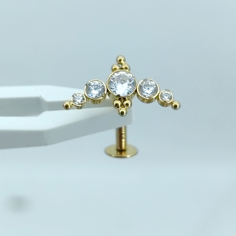 Tükör polírozás ASTM F136 lebegő titán Bling köldökgyöngy klaszter előlap készlet haspiercing ékszer rúd gyűrűk