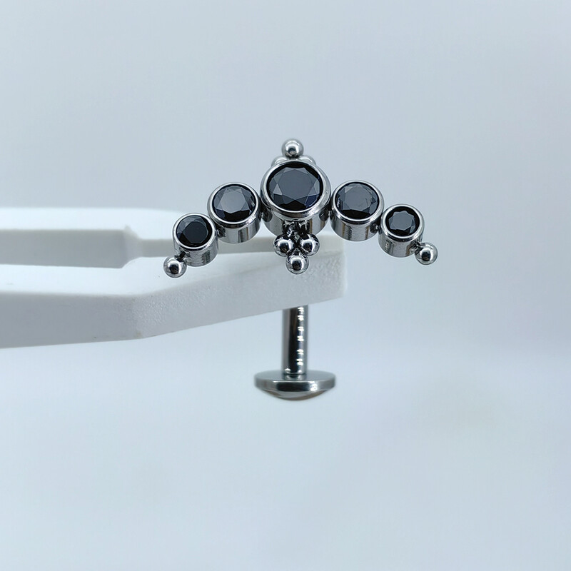 Tükör polírozás ASTM F136 lebegő titán Bling köldökgyöngy klaszter előlap készlet haspiercing ékszer rúd gyűrűk