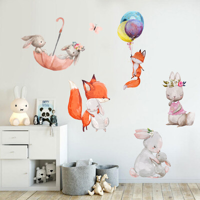 Αυτοκόλλητο διακόσμησης με μπαλόνι κινουμένων σχεδίων για παιδικό δωμάτιο ταπετσαρία νηπιαγωγείου κρεβατοκάμαρας Ροζ Φεγγάρι Μικρή Ελεφαντάκι αλεπού