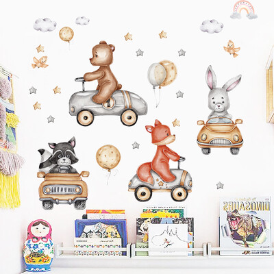 Αυτοκόλλητο διακόσμησης με μπαλόνι κινουμένων σχεδίων για παιδικό δωμάτιο ταπετσαρία νηπιαγωγείου κρεβατοκάμαρας Ροζ Φεγγάρι Μικρή Ελεφαντάκι αλεπού
