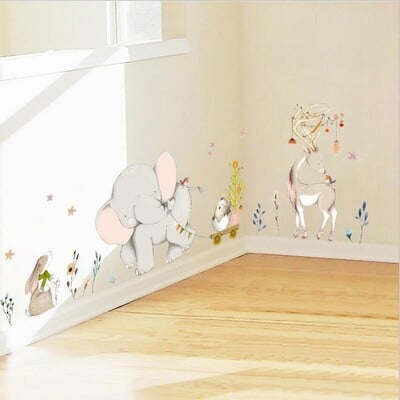 Αυτοκόλλητο διακόσμησης με μπαλόνι κινουμένων σχεδίων για παιδικό δωμάτιο ταπετσαρία νηπιαγωγείου κρεβατοκάμαρας Ροζ Φεγγάρι Μικρή Ελεφαντάκι αλεπού