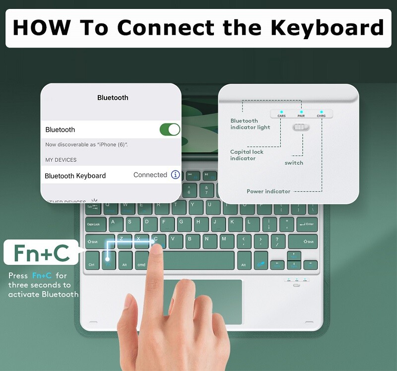 Tastatură și mouse Bluetooth pentru tabletă, telefon, laptop Tastatură universală reîncărcabilă fără fir de 10 inchi pentru iPad Pro Air 2024