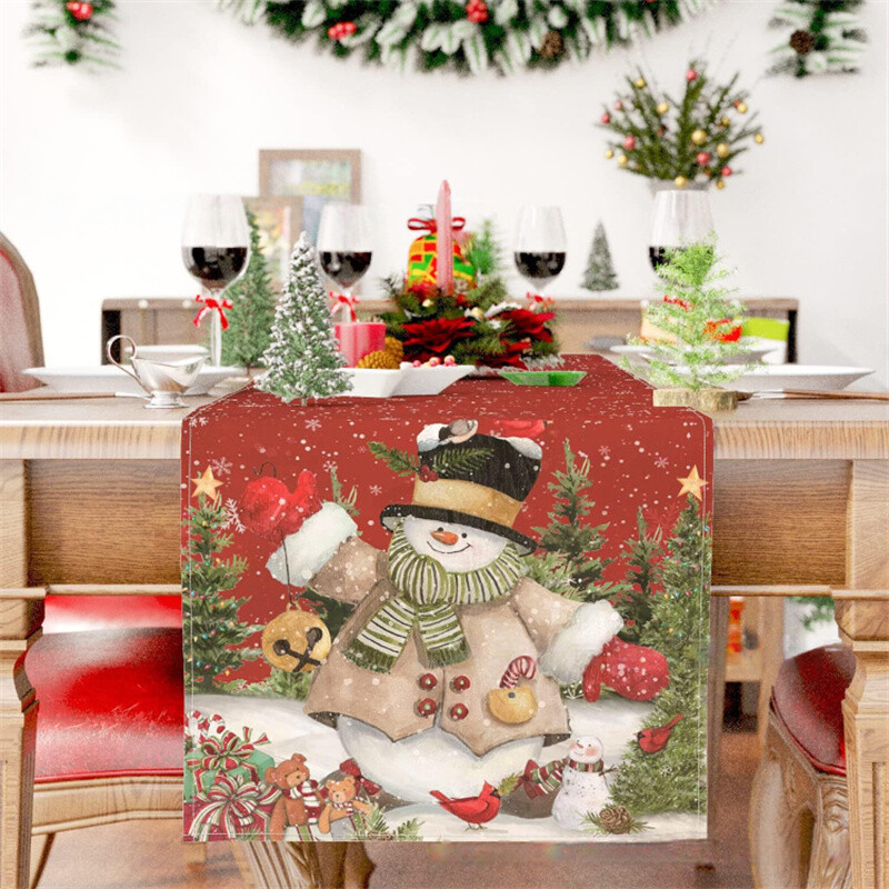 Коледна маса Runner Merry Christmas Decorations For Home 2024 Cristmas Table Flag Cover Navidad Noel Gift Нова година Покривка