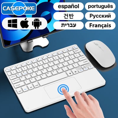 CASEPOKE Tastatură Bluetooth pentru tabletă Smart Phone Tastatură touchpad fără fir pentru IOS Android Windows pentru iPad Tastatură Mouse