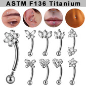 Δαχτυλίδι φρυδιών Titanium Cz Σκουλαρίκι με κοιλιά Δαχτυλίδι Rook Daith Piercing Vertical Labret Lip Jewelry Ear Tragus Helix Stud Jewelry