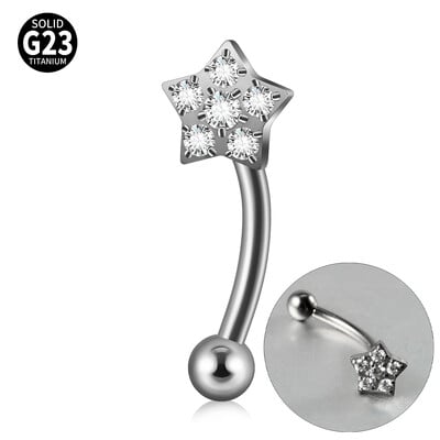 Δαχτυλίδι φρυδιών Titanium Cz Σκουλαρίκι με κοιλιά Δαχτυλίδι Rook Daith Piercing Vertical Labret Lip Jewelry Ear Tragus Helix Stud Jewelry